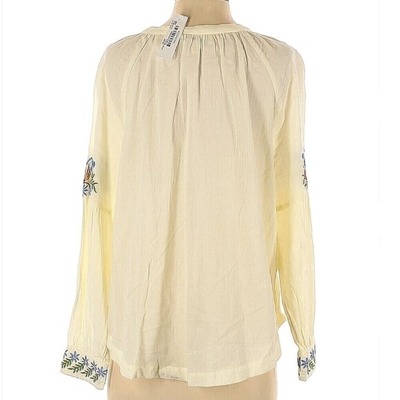 The Great. Floral Embroidered Sonnet Top Long Sleeve Blouse Off White Ivory Sz 0 - Picture 5 of 9